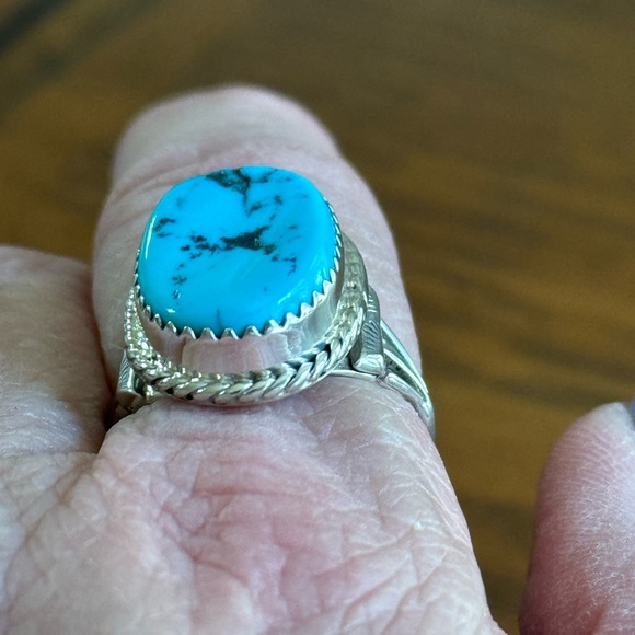 Vintage Tom Taylor Turquoise Native American Sterling Silver  Ring - Picture 3 of 7